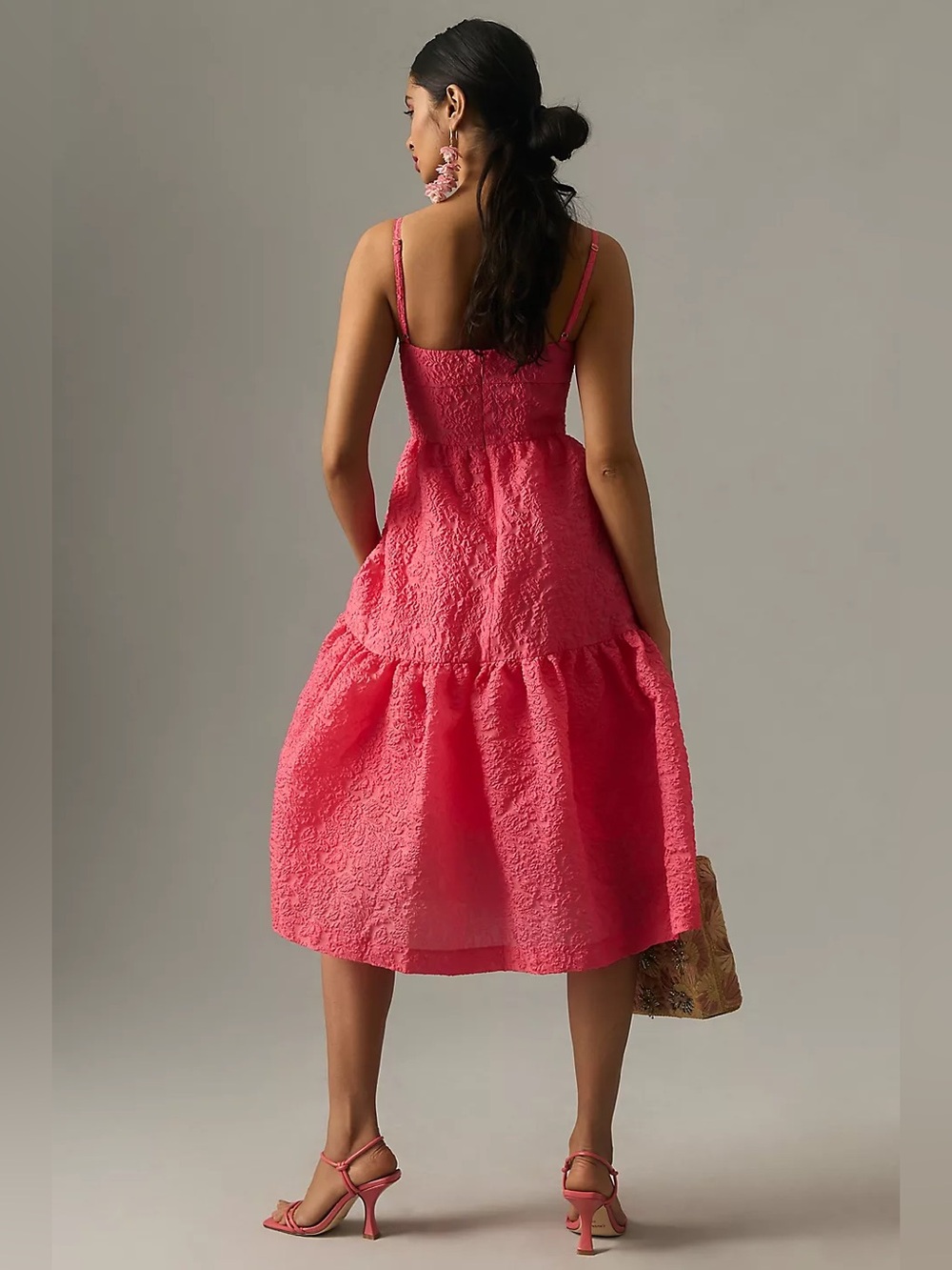 Anthropologie Hutch Pink Jacquard Tiered Corset Dress Size 8 - Picture 2 of 9